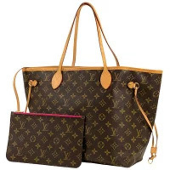 Louis Vuitton Handbags - Louis Vuitton Neverfull Handbag Tote Bag Monogram Brown Pivoine Pink